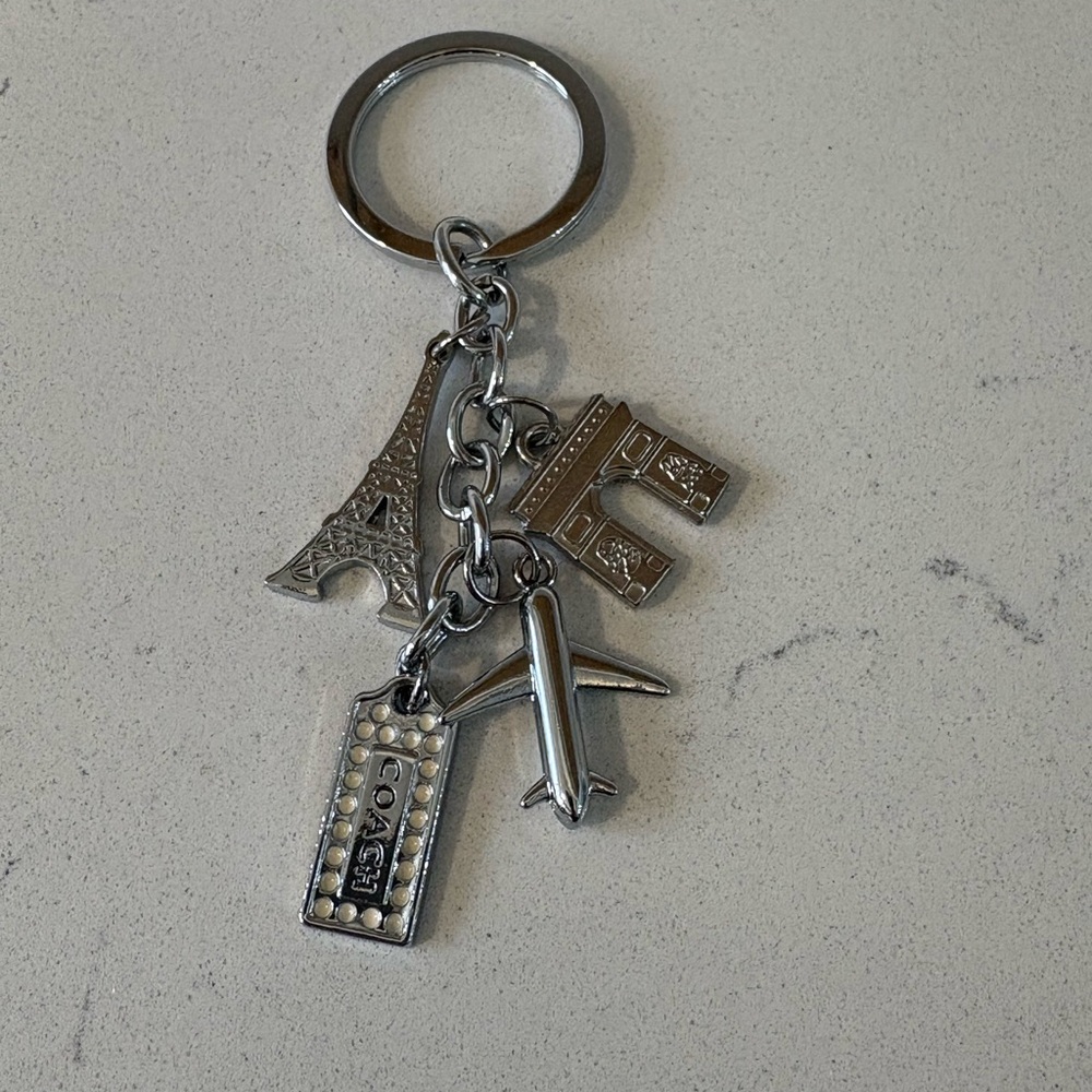Coach Silver Paris Eiffel Tower Charm Keychain